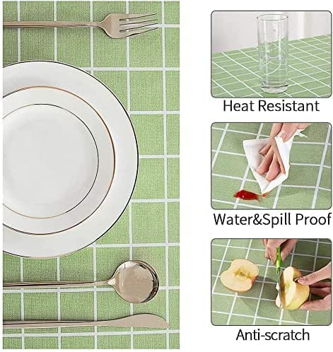 PVC Plastic Waterproof Rectangle Vinyl Tablecloth,Washable Tablecloth For Dinner/Party/Holiday/Indoor/Outdoor - 60"x54"(Light Green)