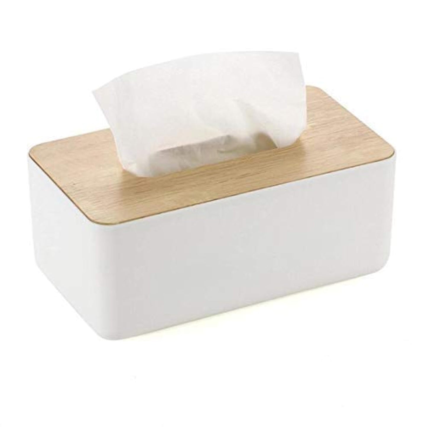 JK Enterprise 1pc Square Shape Wooden Cover Plastic Tissue Box Holder | Paper Napkin Holder Case | Tissue Holder Dispenser Organizer for Car Decor Home Room Hotel