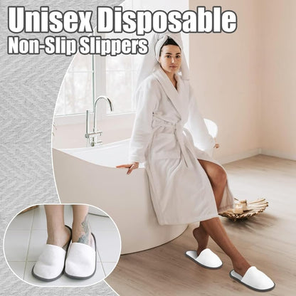 INtex HOME Non Slip Hotel Slippers - Disposable Spa Slippers with Anti-Slip Sole Comfortable and Hygienic Guest Slippers for Hotel Spa and Travel - 2 Pairs, One Size