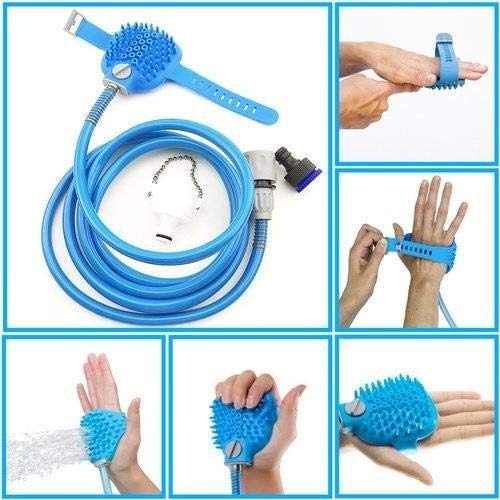 Pet bathing tool, dog shower 2 in 1 functional pet tool sprayer and scrubber indoor/outdoor use