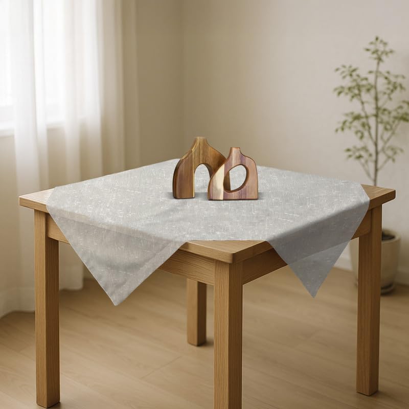 INTEX HOME Tablecloth Set, Semi-Transparent Linen Fabric, Square Design, Lightweight and Wrinkle-Resistant, 80×80 cm Each, Set of 3, Off-White, Elegant Table Covers for Dining and Kitchen