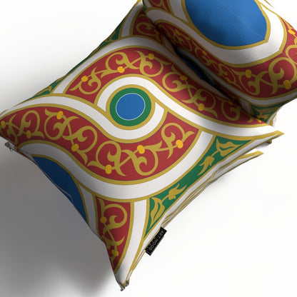 Orient Velvet Cushion Cover in White & Beige, a 40x40 cm decorative throw pillow with an elegant Eastern-inspired pattern, perfect for a sophisticated and serene Ramadan home setting
