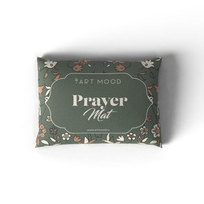 Velvet Prayer Mat in Beige and Olive, 68x117 cm, a luxurious rug with a beautiful mosque garden design, made from soft velvet for a comfortable and peaceful prayer experience