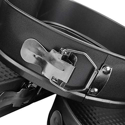 WarmHut Springform Cake Pan Set, Round and Square Heart Shape Cake Pan Set of 3 (8/9/10 Inch) Black