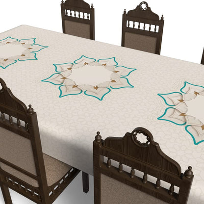 Islamic Dora Waterproof Tablecloth, a Multicolor 140x300 cm Rectangular Table Cover of Spillproof Polyester, a Vibrant Stain-Resistant Protector for Parties and Festive Dining