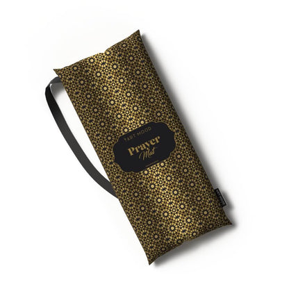 Velvet Prayer Rug Mat in a timeless Gold and Black design, 68x117 cm, a soft and comfortable Islamic rug that provides an ideal surface for your daily prayers and moments of reflection