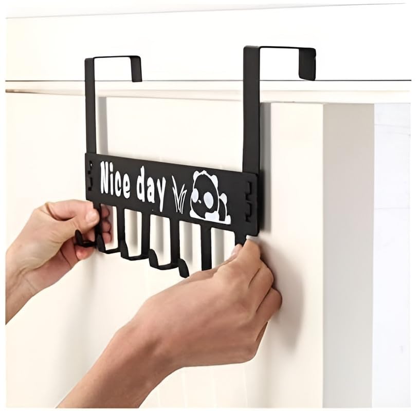 حامل معاطف بـ 6 خطافات، منظم معدني عالي التحمل مع 6 خطافات للمعاطف، والمناشف، والقبعات، والحقائب، مثالي للحمام، وغرفة النوم، والمطبخ، والمدخل