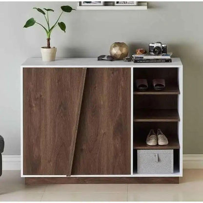 2-Door Shoe Cabinet with 1 Drawer, Modern Shoe Storage Organizer and Wooden Side Cabinet with a White Finish, Versatile Hallway Furniture with Ample Shoe Rack Space