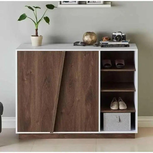 2-Door Shoe Cabinet with 1 Drawer, Modern Shoe Storage Organizer and Wooden Side Cabinet with a White Finish, Versatile Hallway Furniture with Ample Shoe Rack Space