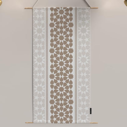 Ramadan's Unique Oasis Velvet Fabric Posters Set, a Wall Art Decor Kit for Festive Home Decor, Beige & White, a Beautiful Islamic Design for Living Room or Bedroom during Ramadan