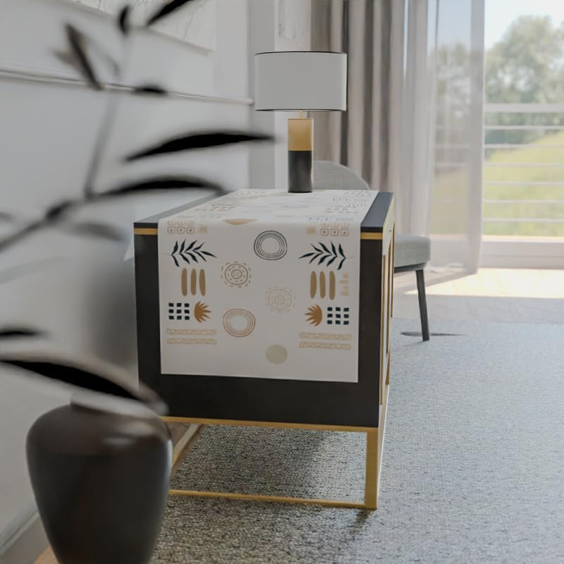 Bohovibe Velvet Table Runner, a Plush Multicolor Decorative Centerpiece with a Trendy Bohemian Design, 35x140 cm, adds a Luxurious Texture and Vibrant Style to your Dining Table