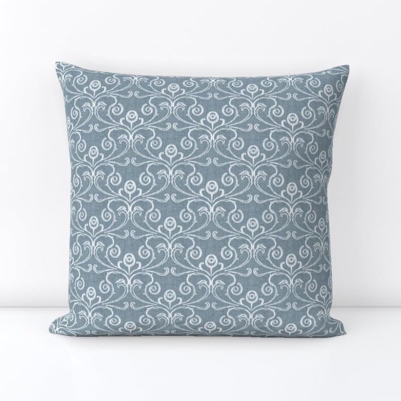 INtex Home Linen Throw Cushions with Insert Included, Meadow Breeze Printed Cushion Cover, Soft Durable Fabric for Living Room Bedroom or Sofa, Elegant Home Accent Cushions, 40 x 40 cm - Petrol Blue