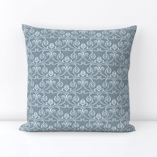 INtex Home Linen Throw Cushions with Insert Included, Meadow Breeze Printed Cushion Cover, Soft Durable Fabric for Living Room Bedroom or Sofa, Elegant Home Accent Cushions, 40 x 40 cm - Petrol Blue