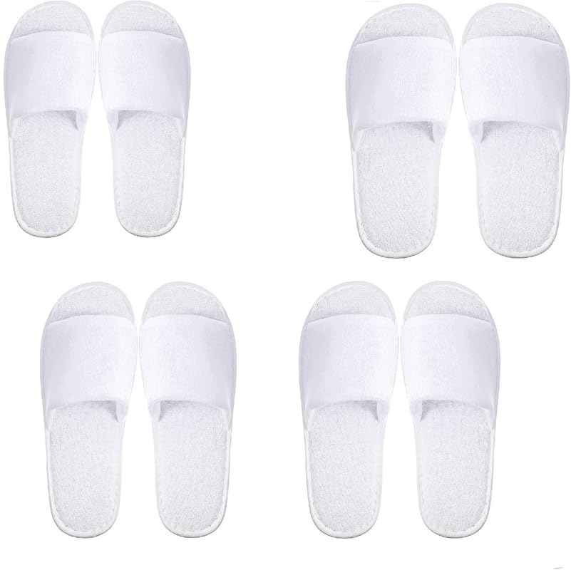 INtex HOME Disposable Open-Toe Slippers - Soft Non-Slip Toweling with EVA Sole for Women & Men Perfect for Hotels Spa Weddings and Guest Use - 2 Pairs, One Size