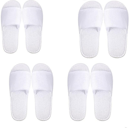 INtex HOME Disposable Open-Toe Slippers - Soft Non-Slip Toweling with EVA Sole for Women & Men Perfect for Hotels Spa Weddings and Guest Use - 2 Pairs, One Size