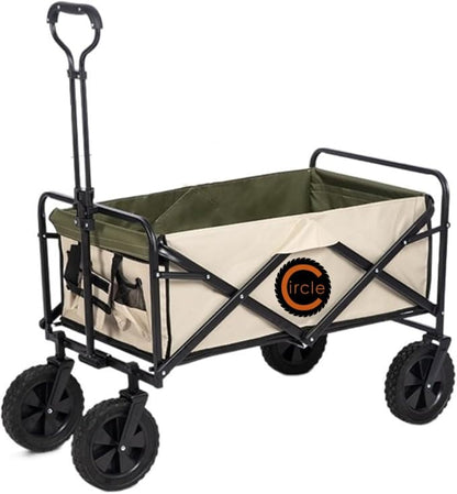 Folding Wagon, portable with wheels, 80 kg capacity, beach wagon with wide Big360 wheels, for outdoor, beach, camping, shopping, pets – FW-005