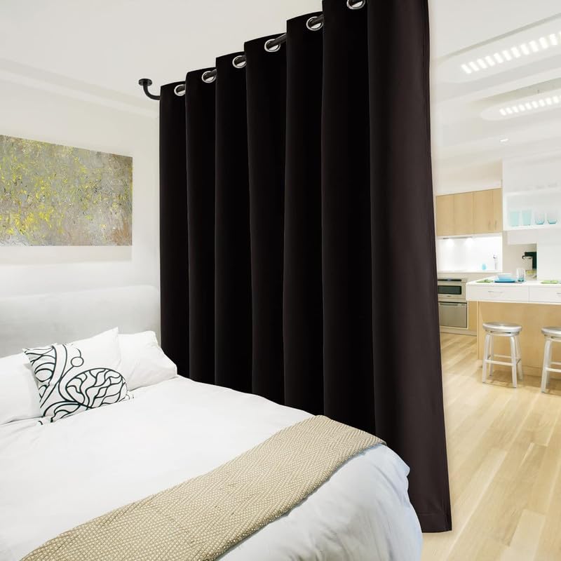 INtex CURTAINS HOUSE 100% Blackout Curtains - Double Layer Drapes for Full Darkness & Energy Saving Blocking Window Panels for Bedroom, Living Room & Office Grey 150W X 260L CM