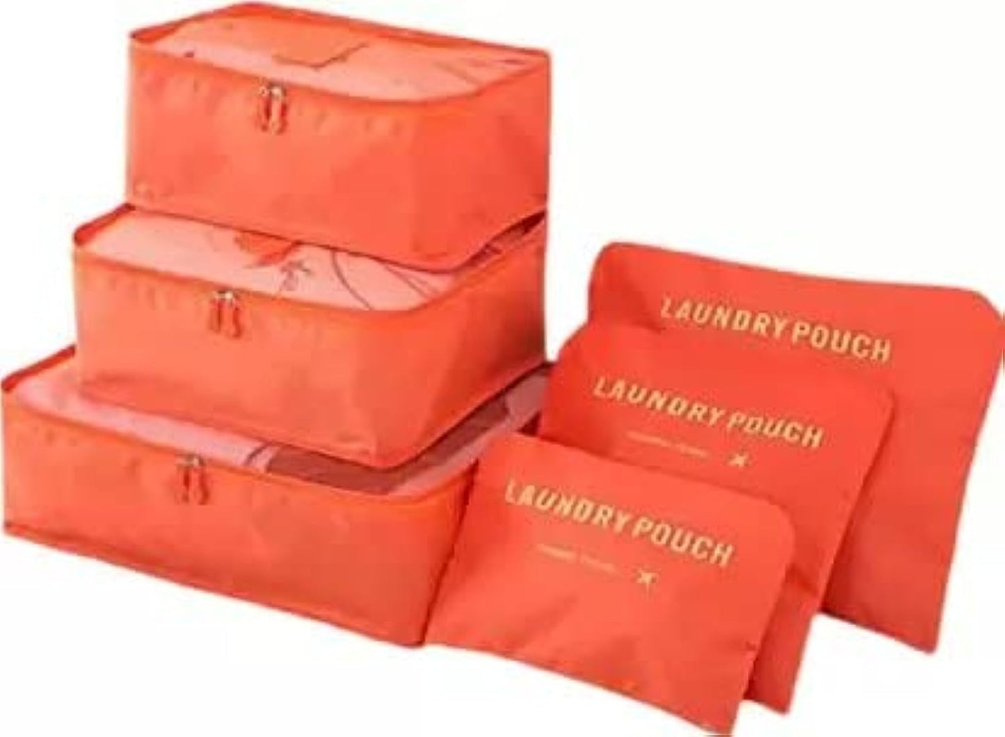 HOUSEHOLD CULTURE Packing Cubes / Travel Pouch / Bag Suitcase Luggage Organiser Set of 6 (Orange)