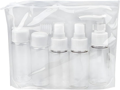 7-Piece Travel Bottles Set, Durable Reusable Transparent Plastic Bottles for Cosmetics, Perfume, and Skincare, Travel Kit for Women