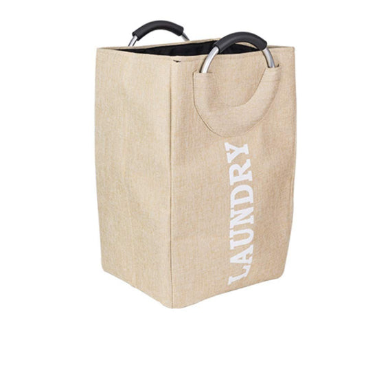 Storage Baskets Bins Containers Foldable Cotton Storage Basket Bucket Portable Collapsible Home Kitchen Organizer with Handles for Laundry Closet Gift Baskets (Color : Gray) (Beige)