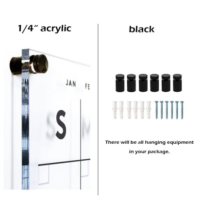 Acrylic Dry Erase Calendar for Wall, 58 x 40 CM, Clear Acrylic White Board Calendar for Home and Office, Stylish & Functional Wall Calendar