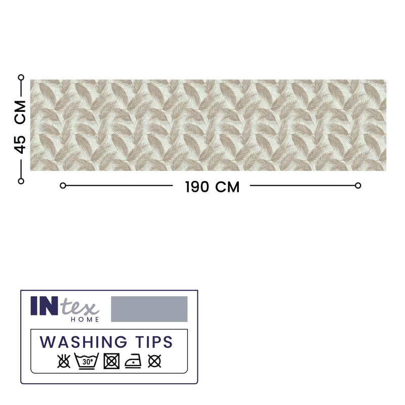 INTEX HOME Linen Velvet Table Runner, Bella Leaf Pattern, Premium Soft Fabric, 45W×135L CM, Turquoise, Elegant Dining and Living Room Decor, Luxurious Protection for Daily Use and Special Occasions