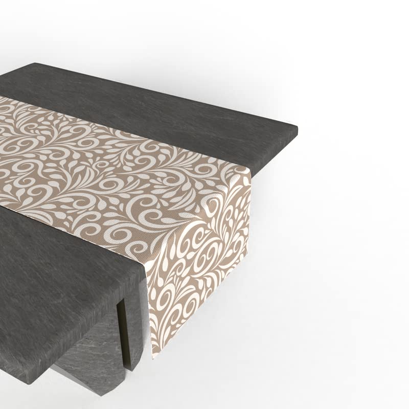 Cran Canvas Table Runner in Beige & Blue, a Durable Decorative Centerpiece with a Subtle, Sophisticated Pattern, 35x140 cm, perfect for a Minimalist or Modern Dining Table Decor