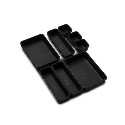 8-Piece Interlocking Bin Pack-CARBON COLLECTION Customizable Multi-Purpose Storage, Durable, Easy to Clean & BPA-Free