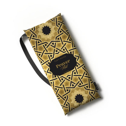 Padded Velvet Prayer Rug for Kids, a soft mat in Gold and Black, 57x95 cm, designed with a classic pattern to provide a comfortable and special place for a child's daily prayers