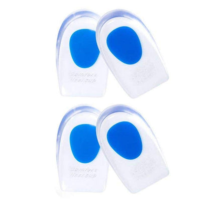 2Pair Silicone Gel Heel Cups - Shoe Inserts for Plantar Fasciitis Sore Heel Pain Bone Spur & Achilles Pain - Pad & Shock Absorbing Support UK Men's 6-11, One Size