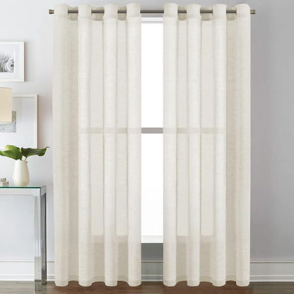 INtex CURTAINS House Semi-Transparent Linen Sheer Curtain, Lightweight Fabric with Steel Grommets, Elegant One Piece Window Panel for Living Room or Home Décor - 400 W x 270 L - Café