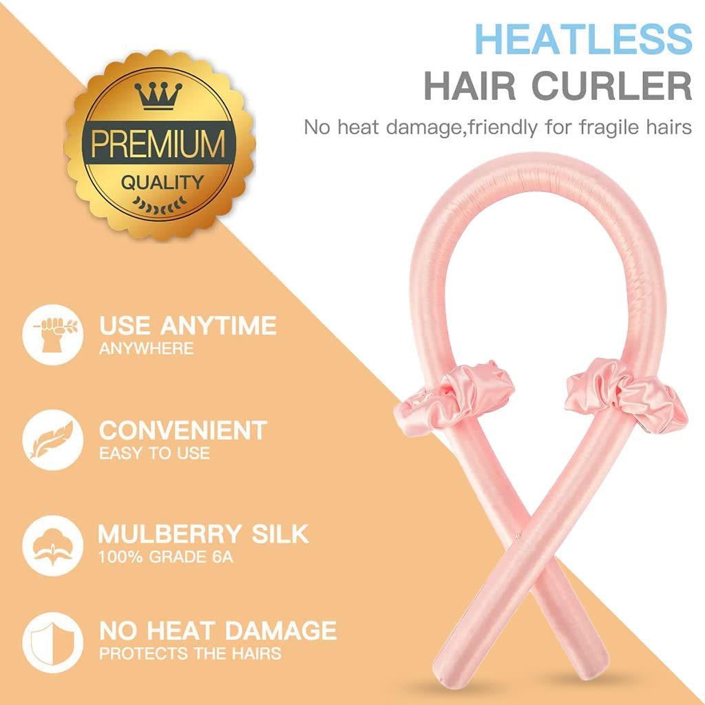 Akshved Heatless Curling Rod Headband for Long Hair, No Heat Hair Curler Rollers Set can Sleep in Overnight, Satin Curl Ribbon Hair Wrap with Scrunchie and Hair Clips Gets Natural Waves(Multi Color)