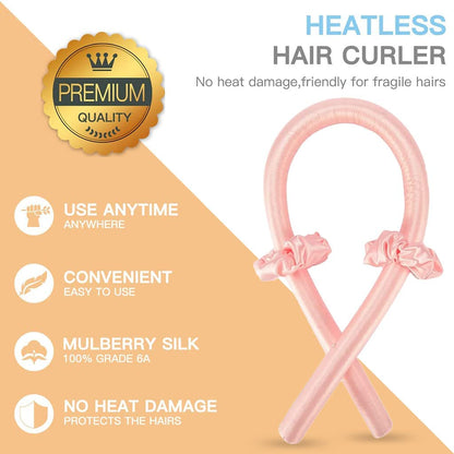 Akshved Heatless Curling Rod Headband for Long Hair, No Heat Hair Curler Rollers Set can Sleep in Overnight, Satin Curl Ribbon Hair Wrap with Scrunchie and Hair Clips Gets Natural Waves(Multi Color)