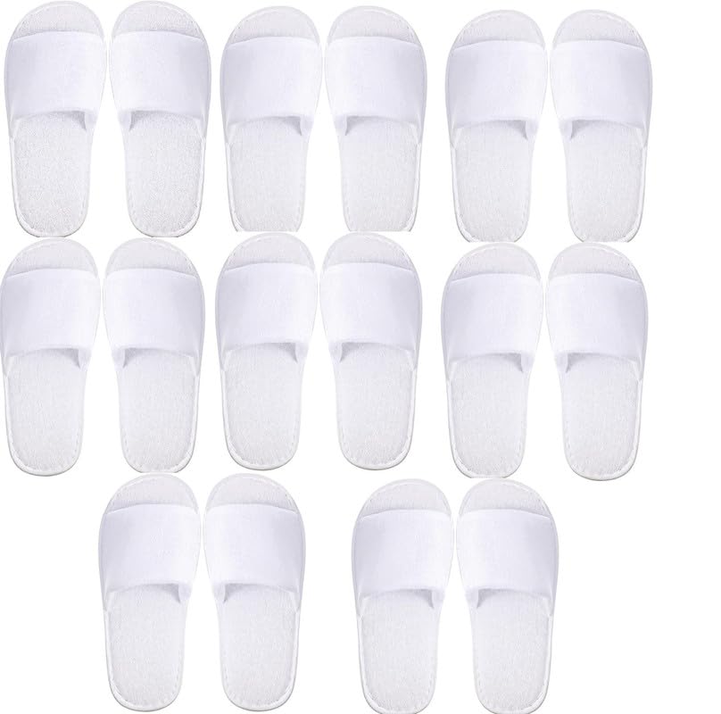 INtex HOME Disposable Open-Toe Slippers - Soft Non-Slip Toweling with EVA Sole for Women & Men Perfect for Hotels Spa Weddings and Guest Use - 2 Pairs, One Size