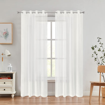 Curtains Natural Linen Light Filtering Curtains For Bed Rooms And Living Rooms - Steel Grommets - 1 Piece