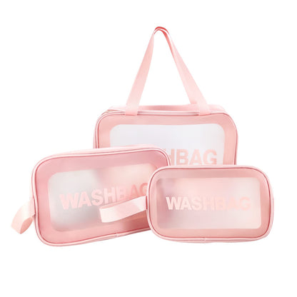QMET Clear Toiletries Bag, 3PCS Waterproof Transparent Toiletry Travel Bag, PVC Wash Bag Makeup Bag Travel Business Vacation Bathroom Organizer for Men, Women, Kids (Pink), ??, travel toiletry bags