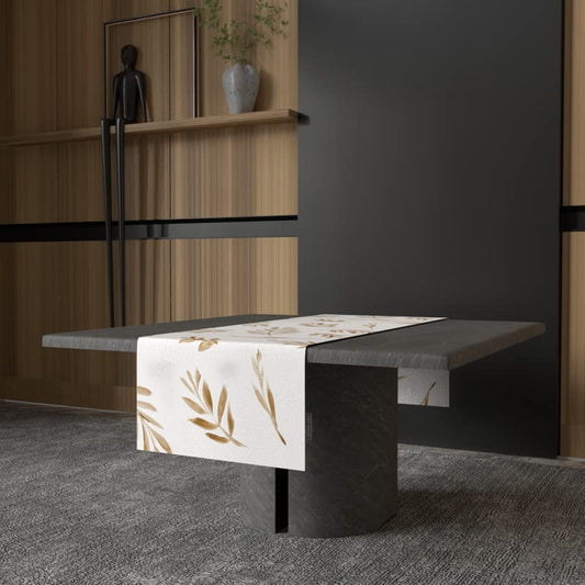 Eve Canvas Table Runner in Gold & Blue, a Durable Decorative Centerpiece with an Elegant and Glamorous Metallic Pattern, 35x140 cm, perfect for adding a Touch of Chic Sophistication
