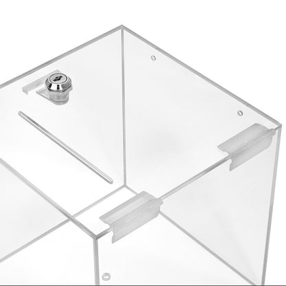 Acrylic Glass Box with Lock, Transparent Plexiglass Donation, Promotion, Competition Box, Lockable, Secure Fundraising and Feedback Collection