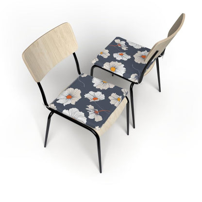 Florish Seat Pad (Set Of 2), decorative and comfortable chair cushions in Blue, White & Yellow, 40x40 cm, featuring a beautiful floral design to brighten your kitchen or dining area