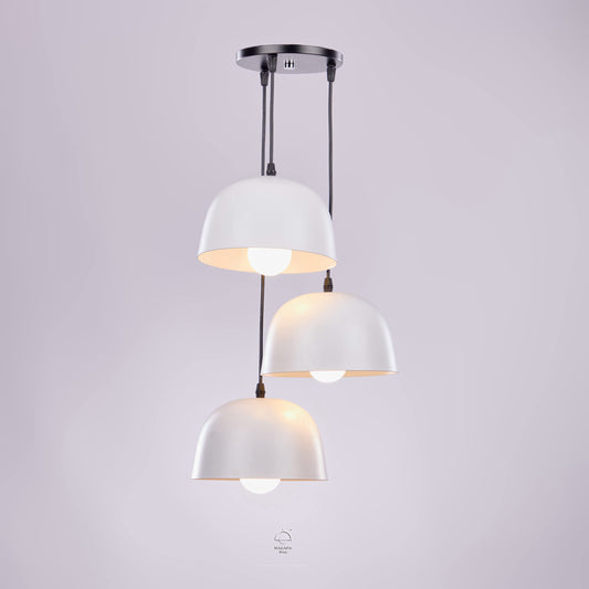 Nagafa Shop, White Aluminum 3 Bulb Helmet Modern Pendant Light,
