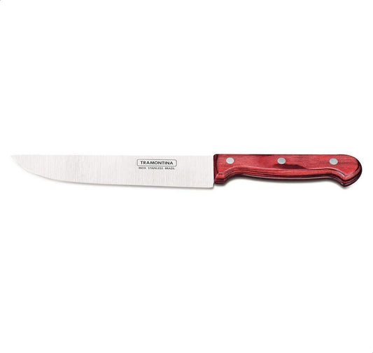 Polywood 7" Kitchen Knife – Stainless Steel Blade with Red Treated Wood Handle – Durable, Dishwasher Safe – Ideal for Meat Cutting - Pack of 12