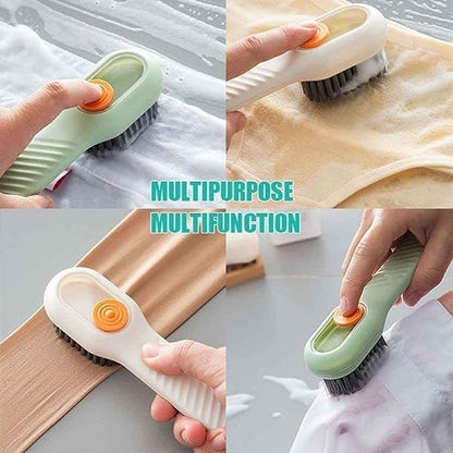 2Pcs Multifunctional Liquid Shoe Brush, Liquid Adding Soft Fur Cleaning Brush, Multifunctional Shoe Brush with Liquid Box, Long Handle Automatic Liquid Adding Cleaning Brush (White)