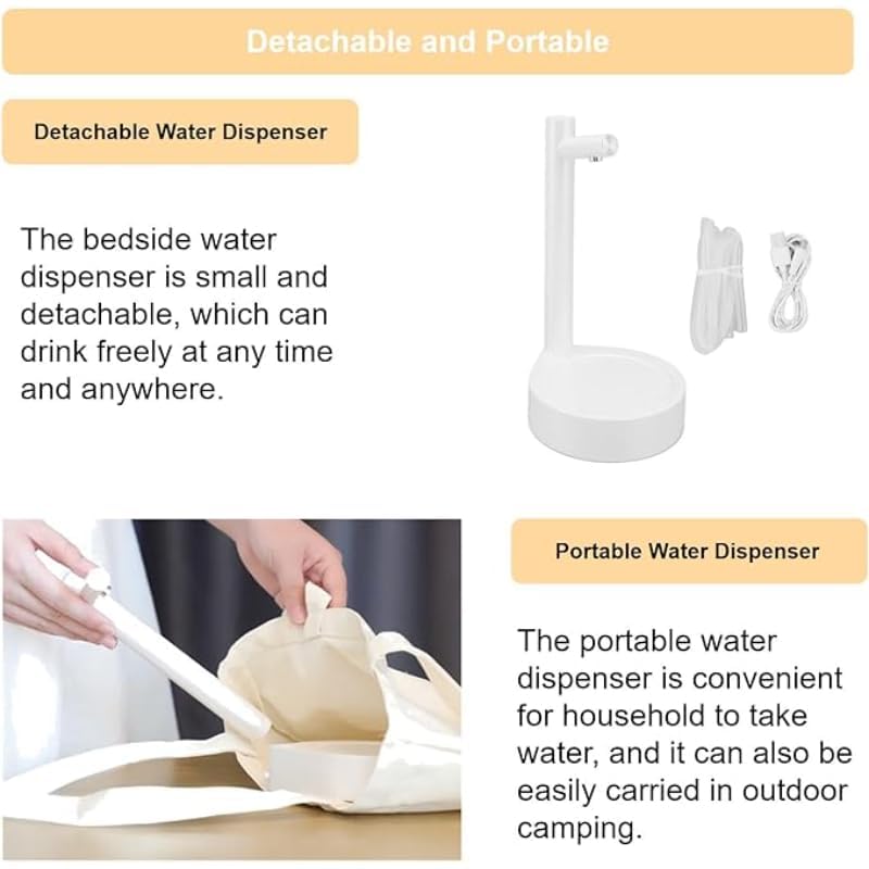 Plastic Portable Water Pump Dispenser With Elegant Simple Design Practical For Home And Office - White