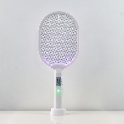 Electric Mosquito Swatter Bug Zapper Racket 2 In 1 Mosquito Lamp Rechargeable Fly Killer With Base Stand Three Layer Mesh 2W Power Indoor Outdoor