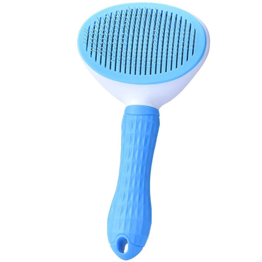 Feeko Dog Brush Pet Grooming Brush Slicker Dog Comb Self Cleaning Brush Comb for Dogs Cats Puppy Pet Accessories?Hair Shedding Brush for Dogs Pet Care Comb (Blue) (Assorted Colors)