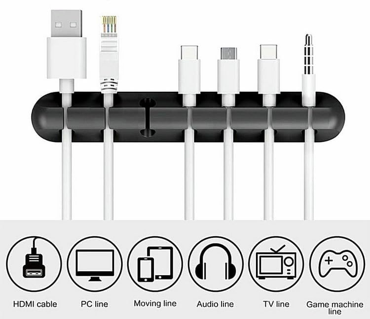 Genérico Cable Holder, 3 Pcs Self-Adhesive Silicone Cable Organizer, Durable Cable Clips for Management of USB Charging Cables for Desk or Office