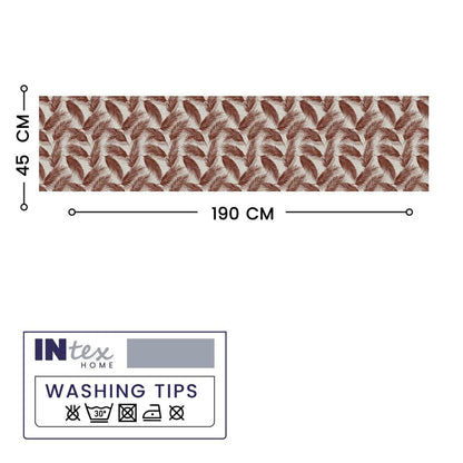 INTEX HOME Linen Velvet Table Runner, Bella Leaf Pattern, Premium Soft Fabric, 45W×135L CM, Turquoise, Elegant Dining and Living Room Decor, Luxurious Protection for Daily Use and Special Occasions