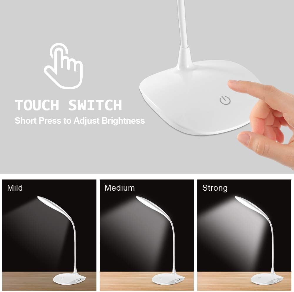 NAGFA SHOP USB Portable Eye-CareTable Lamp, 3 Light Modes Office Gooseneck Lamp, LED Desk Lamp, Touch Control, Used for Study, Drawing Board, Piano, Craft, Study,