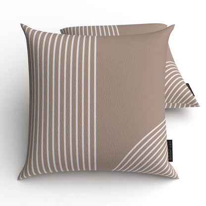 Lynn 2 Velvet Cushion Cover in Beige & White, a plush decorative pillow with a sophisticated modern geometric design, 40x40 cm, blends luxurious comfort with a chic and timeless pattern