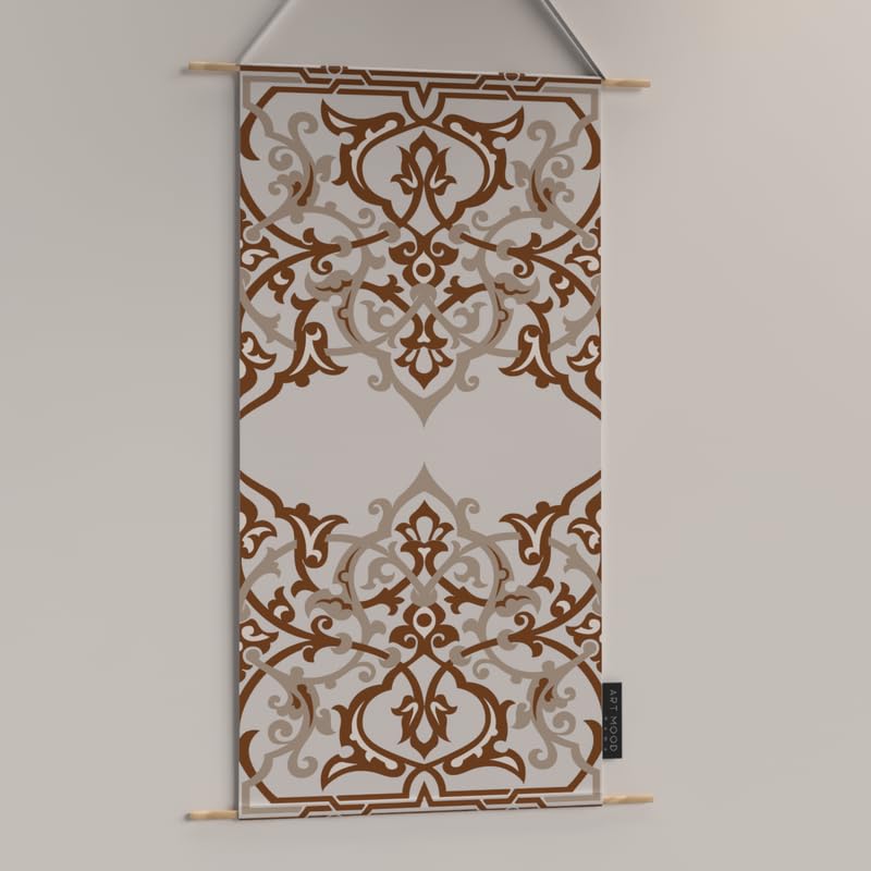 Ramadan's Unique Atlas Velvet Fabric Posters Set, a Wall Art Decor Kit for Festive Home Decor, Beige & White, a Globally-Inspired Islamic Design for Living Room or Bedroom